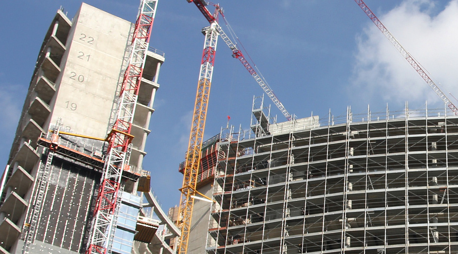 Construction site with cranes